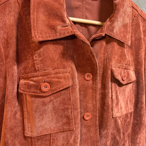 NWOT rusty orange corduroy shacket, Croft & Barrow size XL - Picture 4 of 12